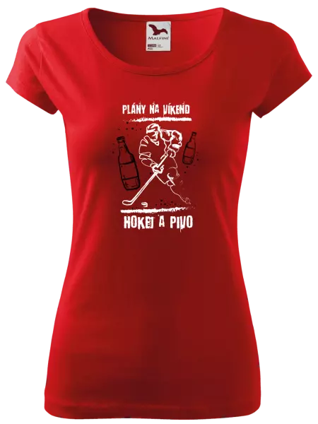 Dámske tričko Plány na víkend - hokej a pivo