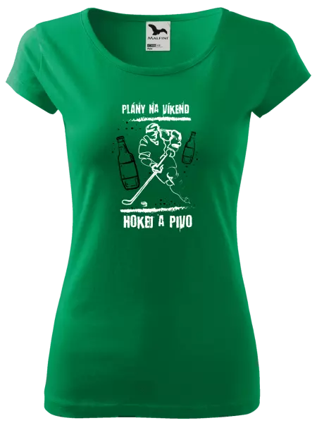 Dámske tričko Plány na víkend - hokej a pivo
