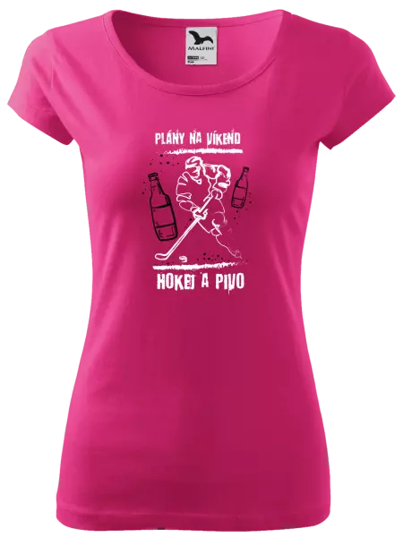 Dámske tričko Plány na víkend - hokej a pivo