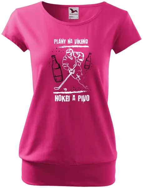 Dámske tričko Plány na víkend - hokej a pivo