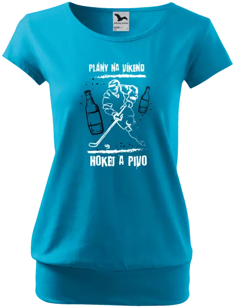 Dámske tričko Plány na víkend - hokej a pivo