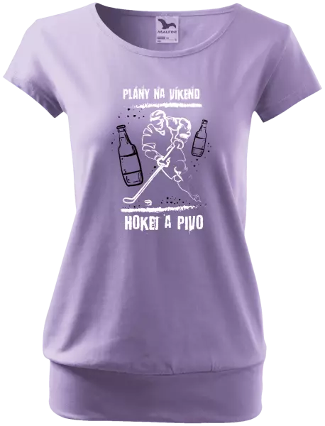 Dámske tričko Plány na víkend - hokej a pivo