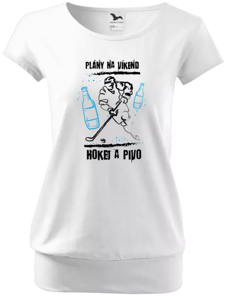 Dámske tričko Plány na víkend - hokej a pivo