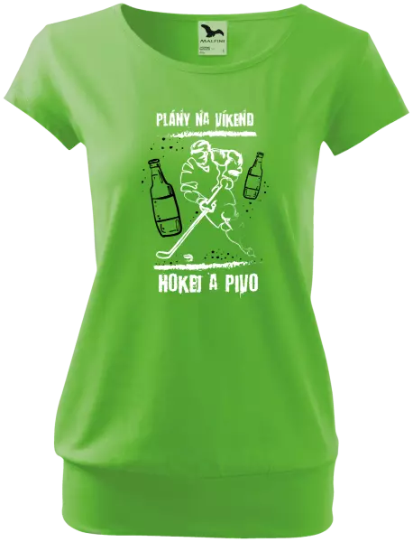 Dámske tričko Plány na víkend - hokej a pivo