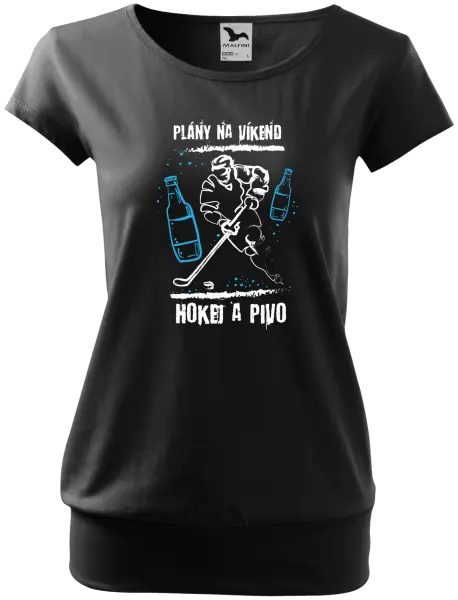 Dámske tričko Plány na víkend - hokej a pivo