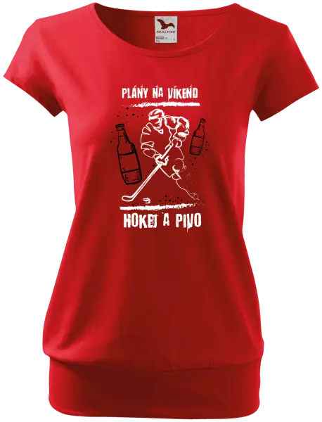 Dámske tričko Plány na víkend - hokej a pivo