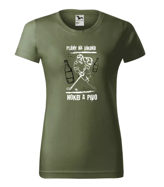 Dámske tričko Plány na víkend - hokej a pivo