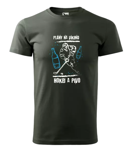 Pánske tričko Plány na víkend - hokej a pivo