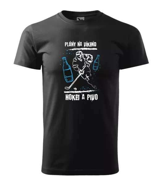 Pánske tričko Plány na víkend - hokej a pivo