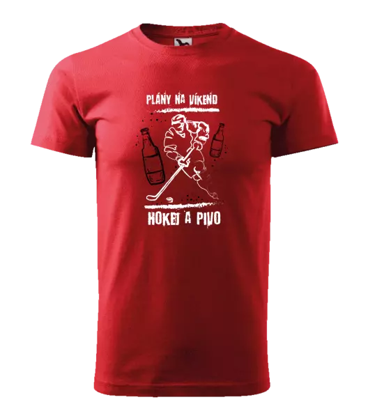 Pánske tričko Plány na víkend - hokej a pivo