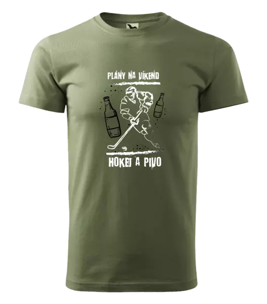 Pánske tričko Plány na víkend - hokej a pivo