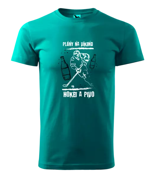 Pánske tričko Plány na víkend - hokej a pivo