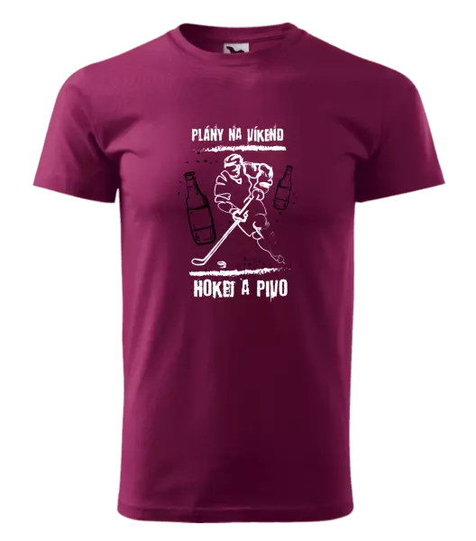 Pánske tričko Plány na víkend - hokej a pivo