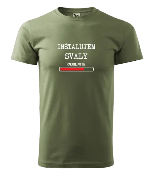 Pánske tričko Inštalujem svaly, čakajte prosím
