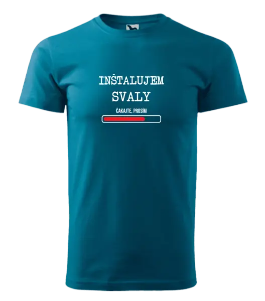 Pánske tričko Inštalujem svaly, čakajte prosím