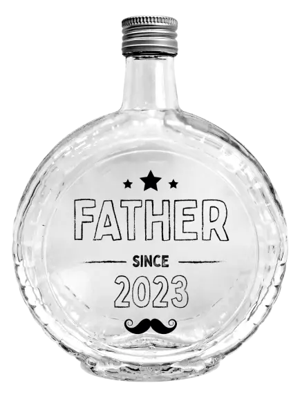 Fľaša, sklenená guľatá Father since