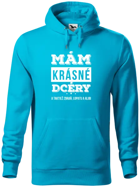 Pánska mikina Mám krásné dcéry, a taktiež zbraň, lopatu a alibi