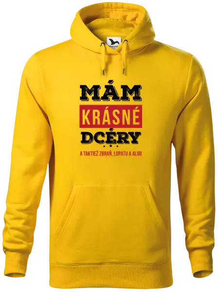 Pánska mikina Mám krásné dcéry, a taktiež zbraň, lopatu a alibi