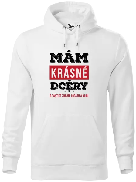 Pánska mikina Mám krásné dcéry, a taktiež zbraň, lopatu a alibi