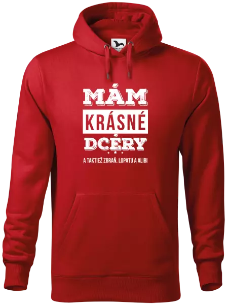 Pánska mikina Mám krásné dcéry, a taktiež zbraň, lopatu a alibi