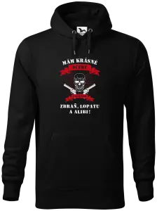 Pánska mikina Mám krásné dcéry, a tiež zbraň, lopatu a alibi - lebka