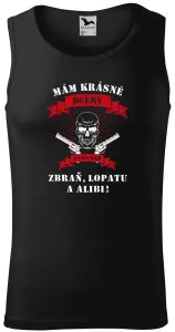 Pánske tielko Mám krásné dcéry, a tiež zbraň, lopatu a alibi - lebka
