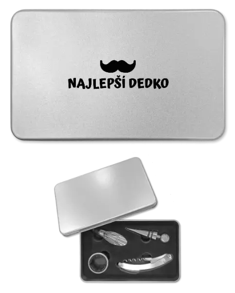 Plechová sada k vínu Najlepší dedko