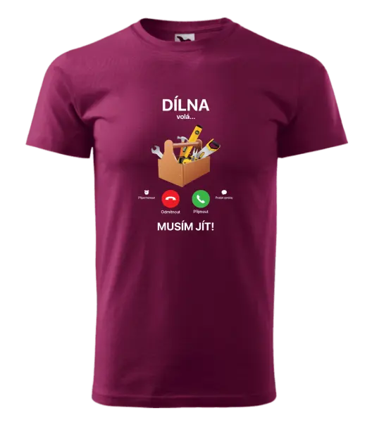 Pánské tričko Dílna volá... musím jít!