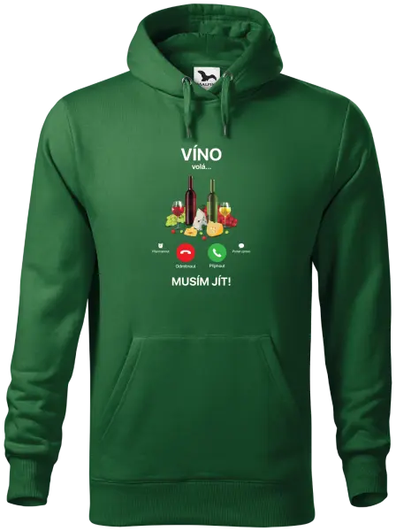 Pánská mikina Víno volá... musím jít!