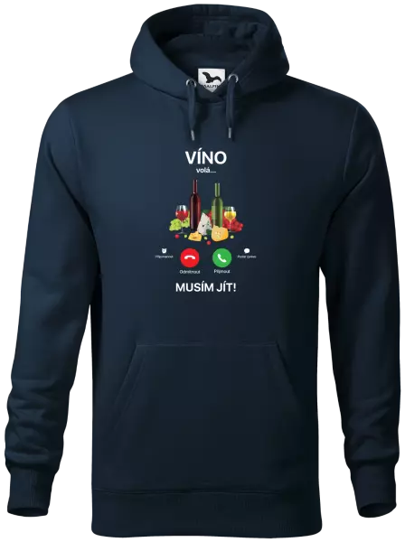 Pánská mikina Víno volá... musím jít!