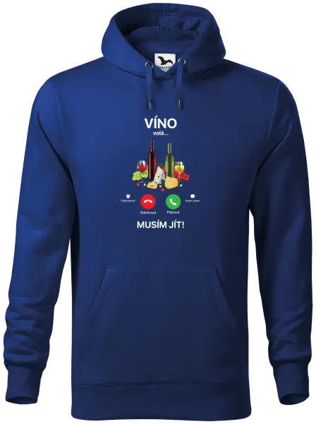 Pánská mikina Víno volá... musím jít!