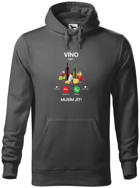 Pánská mikina Víno volá... musím jít!