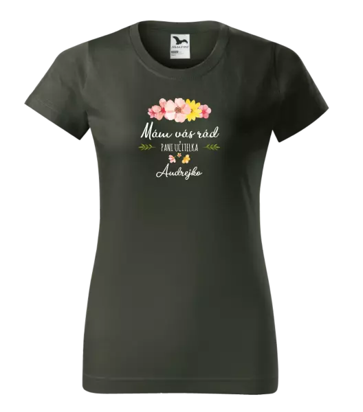 Dámske tričko Mám vás rád pani učiteľka  - meno