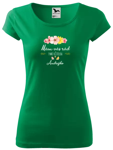 Dámske tričko Mám vás rád pani učiteľka  - meno