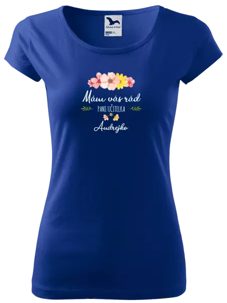 Dámske tričko Mám vás rád pani učiteľka  - meno