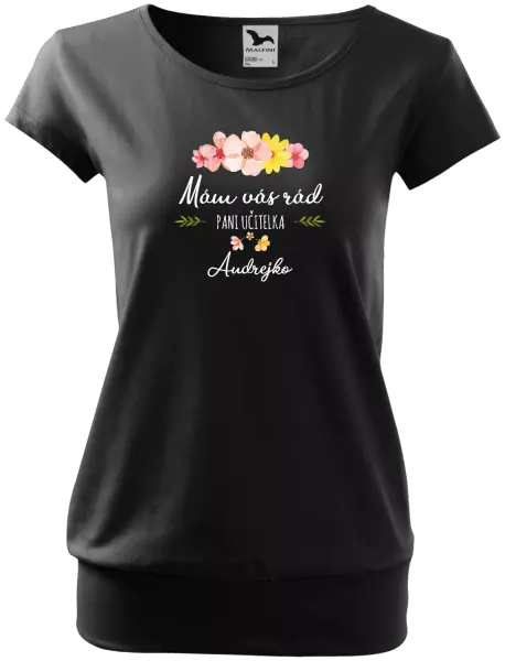 Dámske tričko Mám vás rád pani učiteľka  - meno