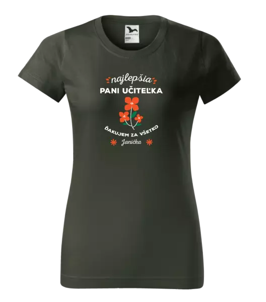 Dámske tričko Najlepšia pani učiteľka - meno