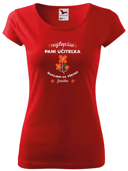 Dámske tričko Najlepšia pani učiteľka - meno
