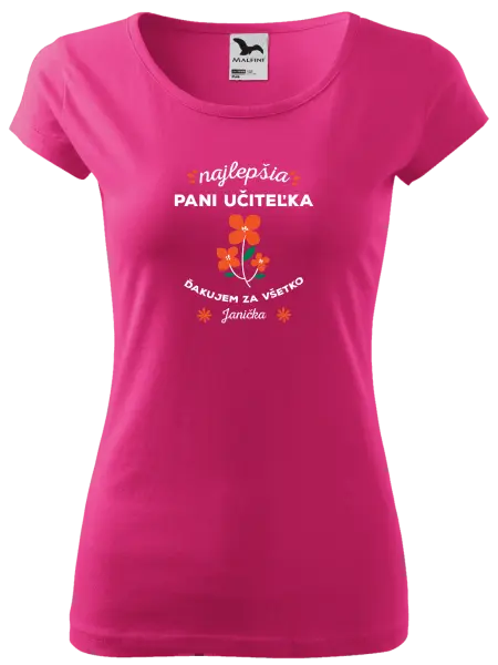 Dámske tričko Najlepšia pani učiteľka - meno