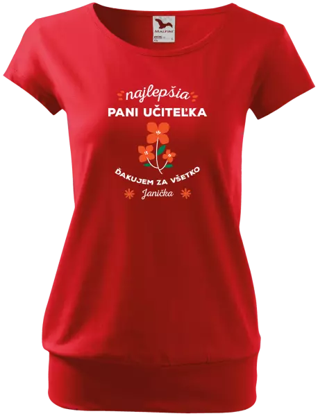Dámske tričko Najlepšia pani učiteľka - meno