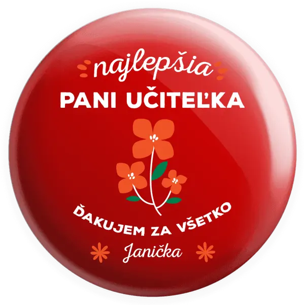 Placka Najlepšia pani učiteľka - meno