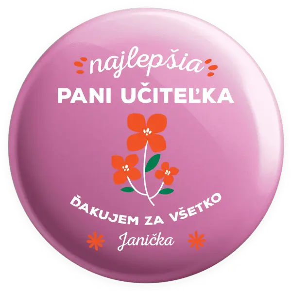 Placka Najlepšia pani učiteľka - meno