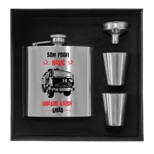 Ploskačka v krabičke Som profi hasič, uhasím každý smäd