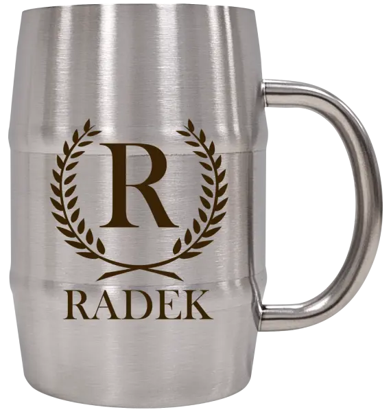 Nerezový chladicí půllitr Monogram - lístečky