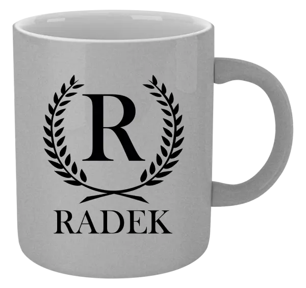 Metalický hrnek Monogram - lístečky