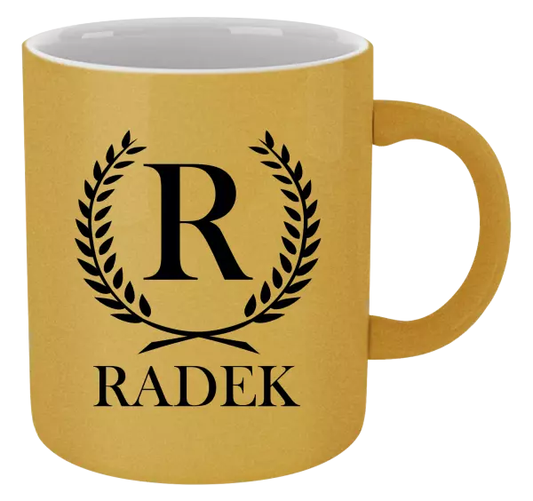 Metalický hrnek Monogram - lístečky