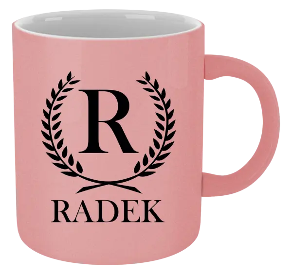 Metalický hrnek Monogram - lístečky