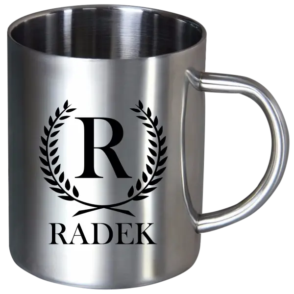 Nerezový hrnek Monogram - lístečky