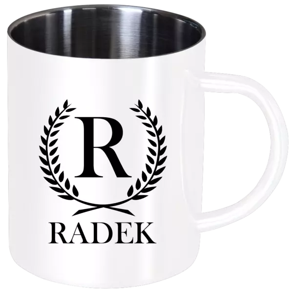 Nerezový hrnček Monogram - lístočky