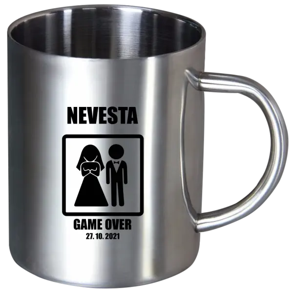 Nerezový hrnček Game over - nevěsta s datem - kopie